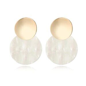 Zara Gold & White Circle Earrings